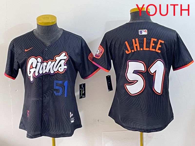 Youth San Francisco Giants #51 J.H.Lee Black Joint Name Nike 2025 MLB Jersey style 4